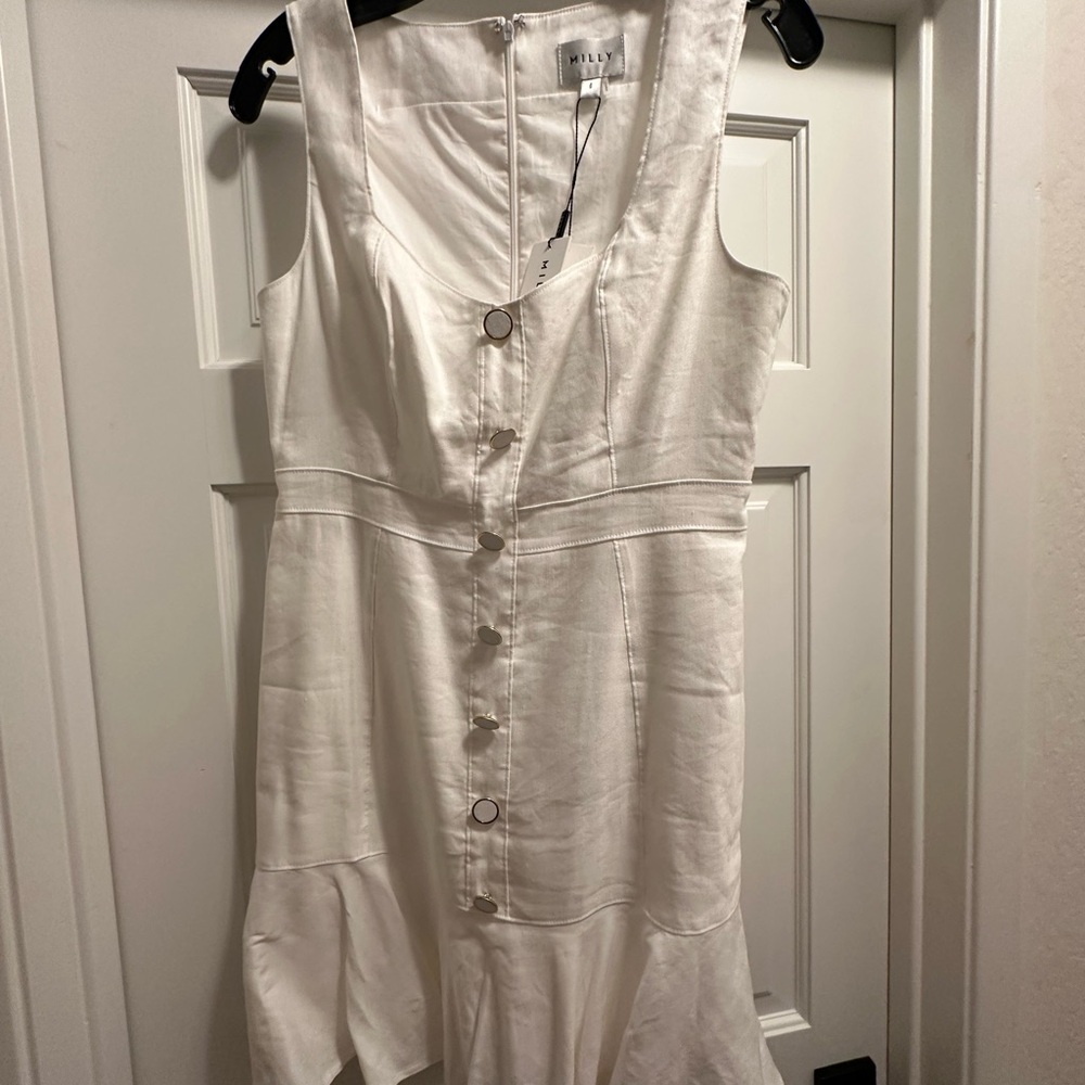 NWT- Milly Ivory Button-Front Dress